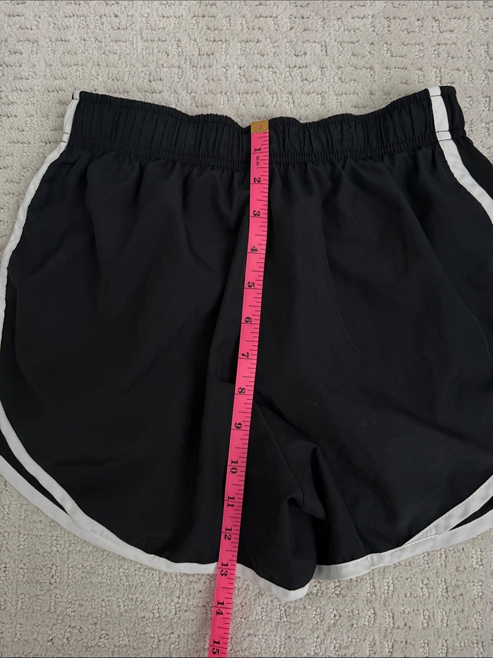 Nike Black Women's Athletic Shorts with White Trim - Picture 3 of 3